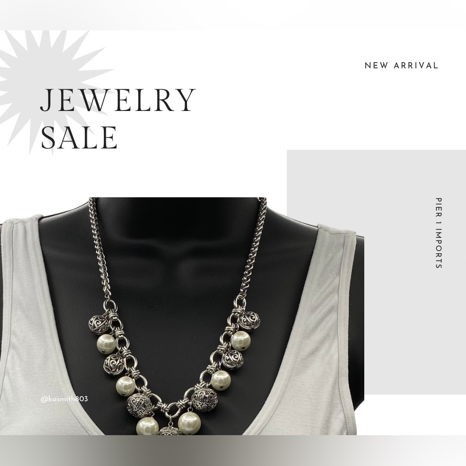 Pier 1 Imports Necklace With Faux Pearl And Filigree Balls - Nwt